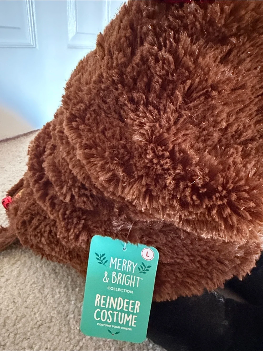 Plush Brown Reindeer Costume with Red Antlers
